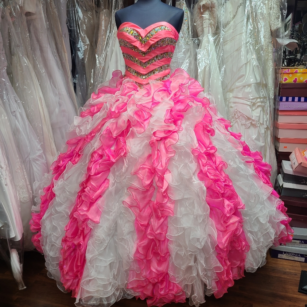 Neon Pink & White Ballgown